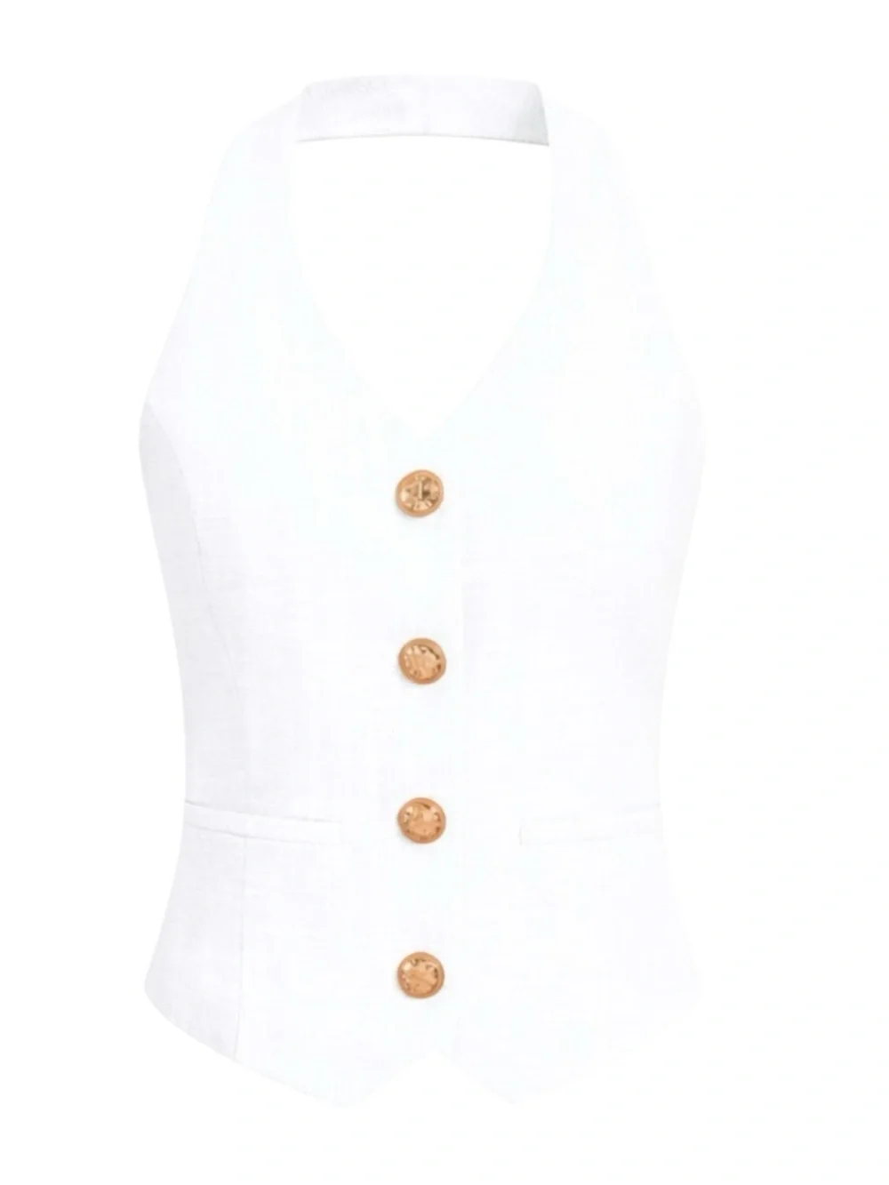 🤍 Coastal Luxe White Halter Vest & Wide Leg Pant Set | Resort Chic 🤍 Small NWT - Picture 7 of 10